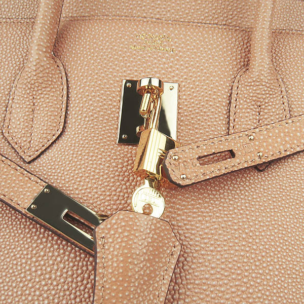 High Quality Fake Hermes Birkin 35CM Pearl Veins Leather Bag Orange 6089 - Click Image to Close